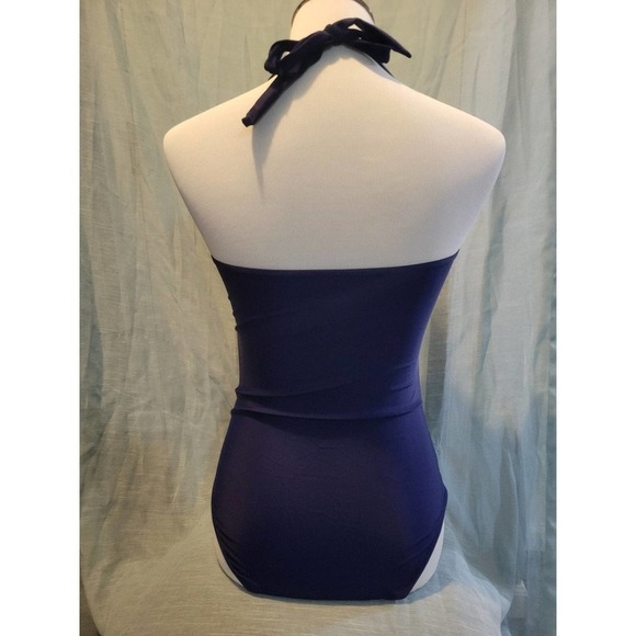 Navy blue halter One Piece Swimsuit medium - Picture 3 of 3